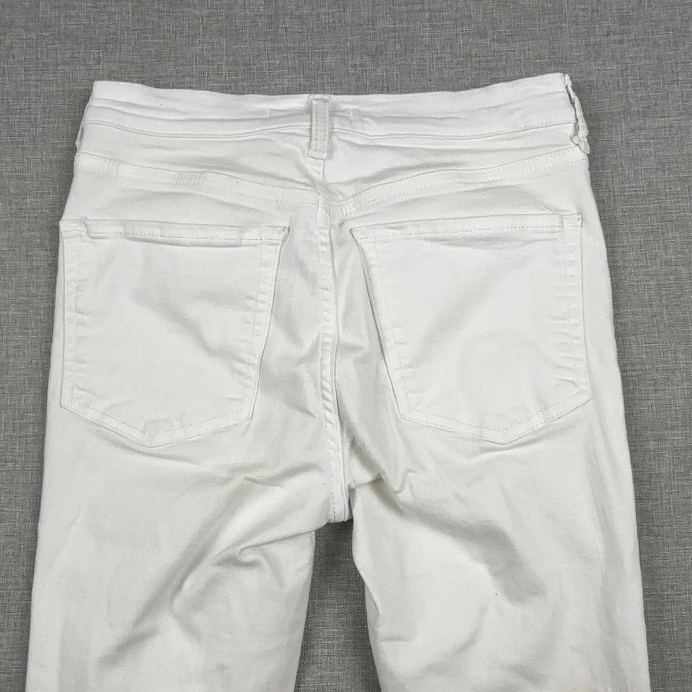 Free People Jeans Womens W 27R White Mid Rise Skinny Distressed Ripped Denim